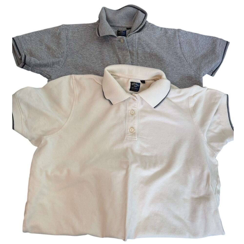 Lot of 2 Callaway Golf Nortstorm Polo Shirt women’s S White Gray Sports Athletic